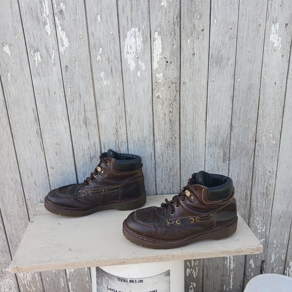 Vtg DOC MARTENS 8460 AW004 Men's Leather Boots Size US 9 Brown England Y2k - Picture 3 of 9